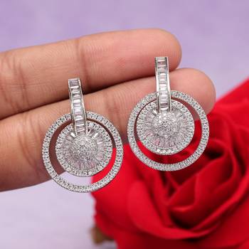 Silver color american diamond earrings 1