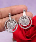 Silver color american diamond earrings