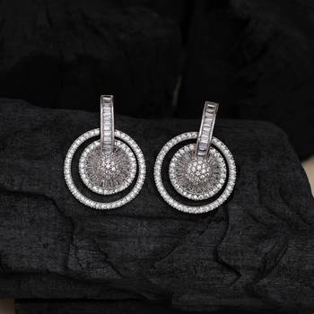 Silver color american diamond earrings 2