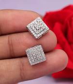 Silver color american diamond stud earrings combo of 6 pairs