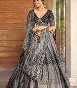 Superb Black Sequins Chinon Events Wear Lehenga Choli With Dupatta