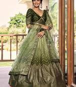 Wonderful Green Sequins Chinon Mehendi Wear Lehenga Choli