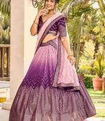 Fabulous Purple Sequins Chinon Traditional Lehenga Choli With Dupatta