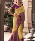 Deigner Yellow Art Silk Weaving Saree with Contrast Border and Pallu