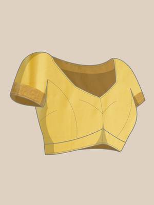 Silk land yellow zari woven pure viscose chinon saree with unstitched blouse piece 5
