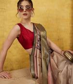 Silk Land Multicolor Digital Print Tusser Soft Silk Blend Saree With Unstitched Blouse Piece