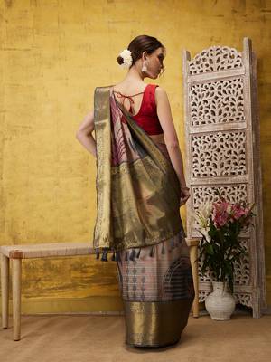 Silk Land Multicolor Digital Print Tusser Soft Silk Blend Saree With Unstitched Blouse Piece 4