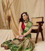 Silk Land Multicolor Digital Print Tusser Soft Silk Blend Saree With Unstitched Blouse Piece