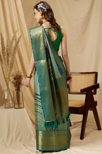 Silk Land Multicolor Digital Print Tusser Soft Silk Blend Saree With Unstitched Blouse Piece