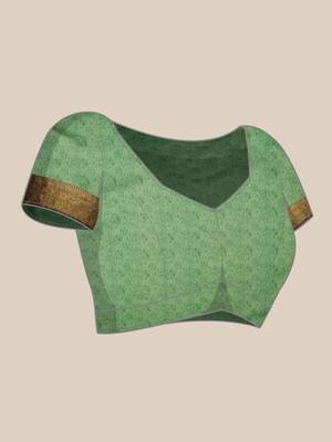 Silk Land Olive Digital Print Kanjeevaram Soft Silk Blend Saree With Unstitched Blouse Piece 5