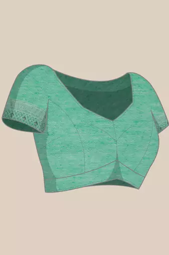 Silk Land Teal Woven Design Cotton Saree With Unstitched Blouse Piece