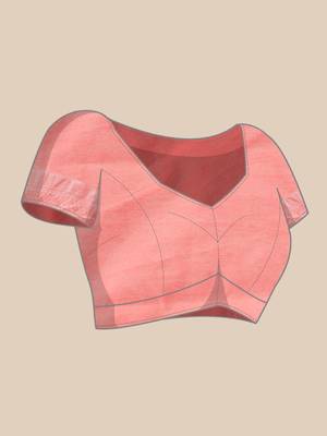 Silk Land Peach Woven Design Cotton Saree With Unstitched Blouse Piece 5
