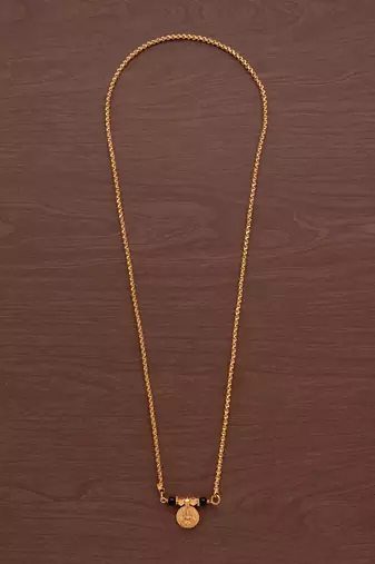 Golden mangalsutra LONG with Laxmi coin vati one gram gold