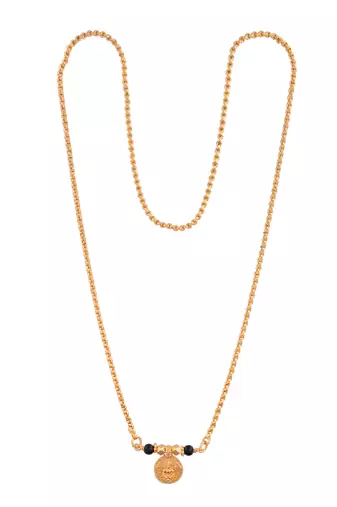 Golden mangalsutra LONG with Laxmi coin vati one gram gold