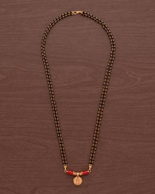 Black cystals mangalsutra MEDIUM length woth Laxmi coin vati one gram gold 2