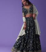 Captivating Blue Sequins Georgette Designer Lehenga Choli