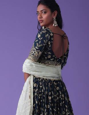 Captivating Blue Sequins Georgette Designer Lehenga Choli 6