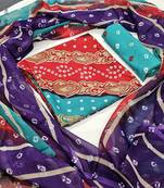 Unstitched crepe salwar suit material printed