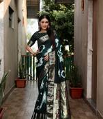 Green Woven Design Shibori silk blend Saree With Blouse