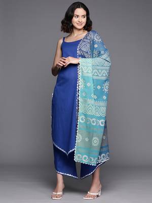 Ahalyaa regular pure cotton kurta with palazzos & dupatta 1