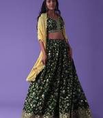 Fabulous Green Sequins Georgette Lehenga Choli With Dupatta