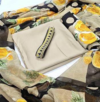 Unstitched crepe salwar suit material printed 1