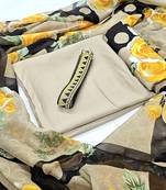 Unstitched crepe salwar suit material printed