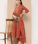 Ahalyaa women floral printed pleated gotta patti kurta with trousers