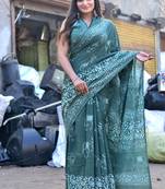 Shivanya handicrafts hand block printed women mulmul cotton sarees for women attach blouse piece sh-1568