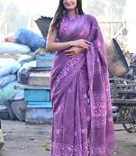 Shivanya handicrafts hand block printed women mulmul cotton sarees for women attach blouse piece sh-1569