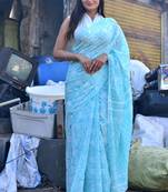 Shivanya handicrafts hand block printed women mulmul cotton sarees for women attach blouse piece sh-1570