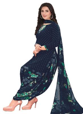Unstitched crepe salwar suit material printed 2