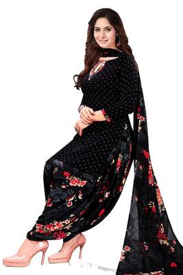 Unstitched crepe salwar suit material printed 2