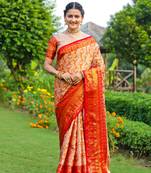 KORAMS DESIGN MUSTARD BANARASI SILK BLEND SAREE WITH BLOUSE FOR WOMEN