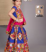Banjara India Kutchi Emboidered Girls Chaniya Choli with Dupatta (CC-PTW) - Blue