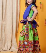 Banjara India Kutchi Emboidered Girls Chaniya Choli with Dupatta (CC-PTW) - Green