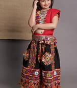 Banjara India Kutchi Emboidered Girls Chaniya Choli with Dupatta (CC-PTW) - Black