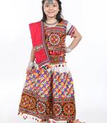 Banjara India Kutchi Embroidered Girls Chaniya Choli with Dupatta (CC1-BWR) - White