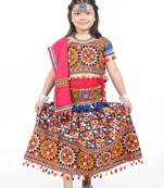 Banjara India Kutchi Embroidered Girls Chaniya Choli with Dupatta (CC1-BWR) - Blue