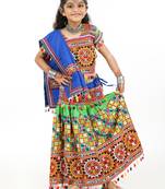 Banjara India Kutchi Embroidered Girls Chaniya Choli with Dupatta (CC1-BWR) - Green