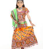 Banjara India Kutchi Embroidered Girls Chaniya Choli with Dupatta (CC1-BWR) - Orange