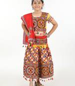 Banjara India Kutchi Embroidered Girls Chaniya Choli with Dupatta (CC1-BWR) - Yellow