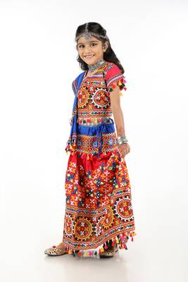 Banjara India Kutchi Embroidered Girls Chaniya Choli with Dupatta (CC1-BWR) - Pink 2