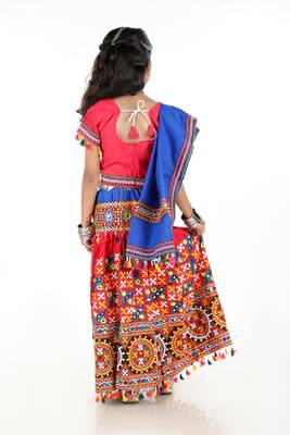Banjara India Kutchi Embroidered Girls Chaniya Choli with Dupatta (CC1-BWR) - Pink 4