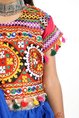 Banjara India Kutchi Embroidered Girls Chaniya Choli with Dupatta (CC1-BWR) - Pink 5