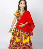 Banjara India Kutchi Emboidered Girls Chaniya Choli with Dupatta (CC-PTW) - Yellow