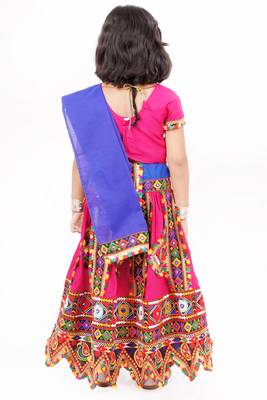Banjara India Kutchi Emboidered Girls Chaniya Choli with Dupatta (CC-PTW) - Pink 3