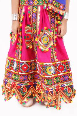 Banjara India Kutchi Emboidered Girls Chaniya Choli with Dupatta (CC-PTW) - Pink 5