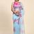 Blue digital printed and cut work saree with blouse