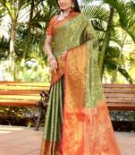 Korams Design Faux Banarasi Silk Blend Saree With Blouse For Women